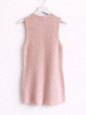 F21 Blush Pink High Neck Sleeveless Knit Sweater Tunic